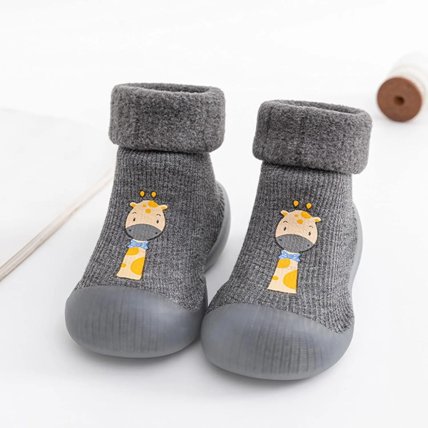 04T Toddler Kids Boys Girls Solid Warm Knit Soft Sole Rubber Shoes Dragon Claws Socks Slipper