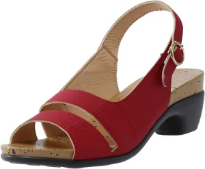 AMDBEL Orthopedic Wedge Sandals for Women Dressy, Wedge Sandals for Women Comfortable, Orthotic Wedge Sandals for Women Open Toe Sandals Casual Heeled Sandals with Ankle Strap, 10, Z1-red