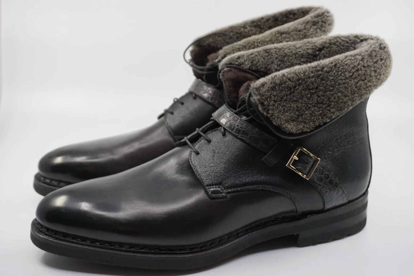 Black Lined Boots made of Leather (EU 42.5)