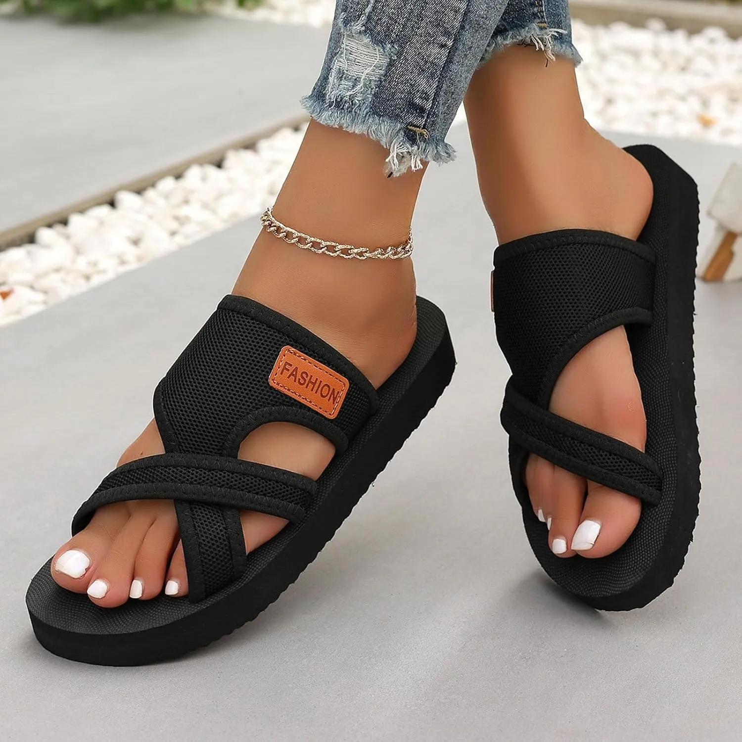Breathable Mesh Sandals for Women,Avylays Orthopedic Sandals Arch Support Flip Flops Summer Beach Flat Slide Sandals