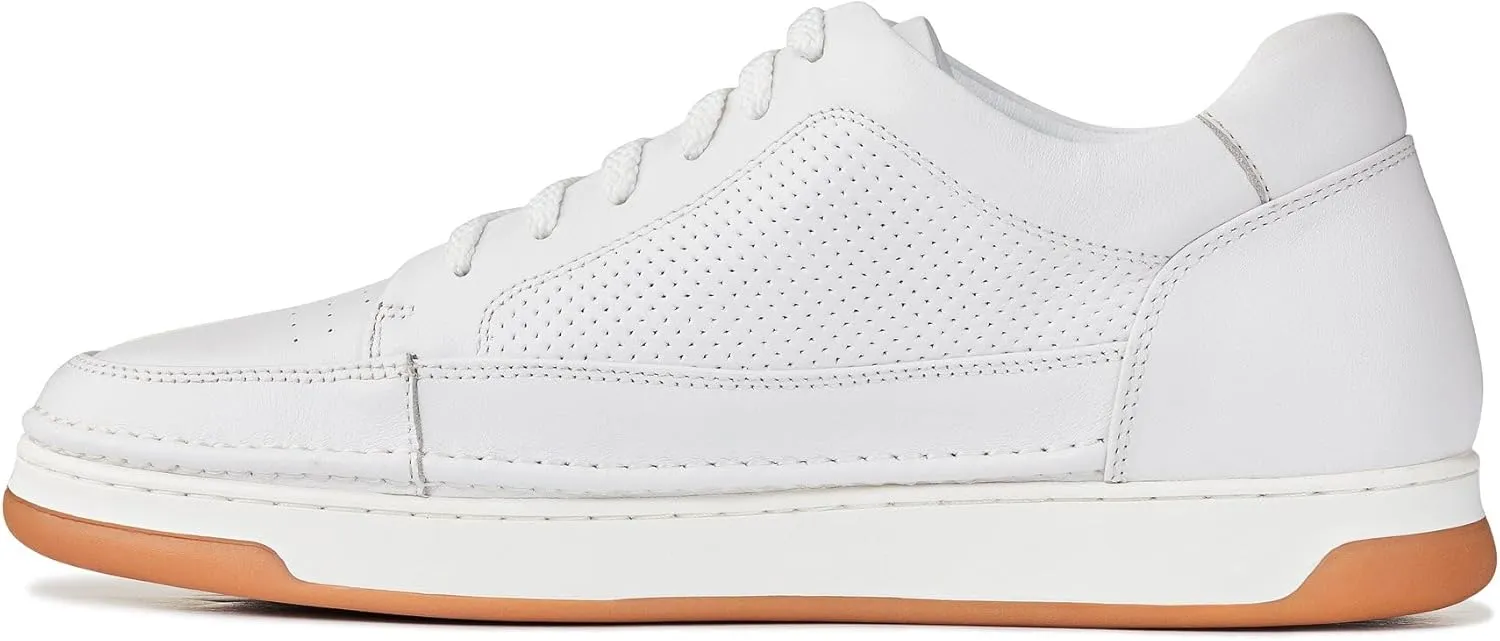CALTO Men's Invisible Height Increasing Elevator Shoes - White/Off-White & Gum Sole Premium Leather Leather Lace-up Fashion Sneakers - 2.6 Inches Taller - Y7932 - Size 8 D(M) US