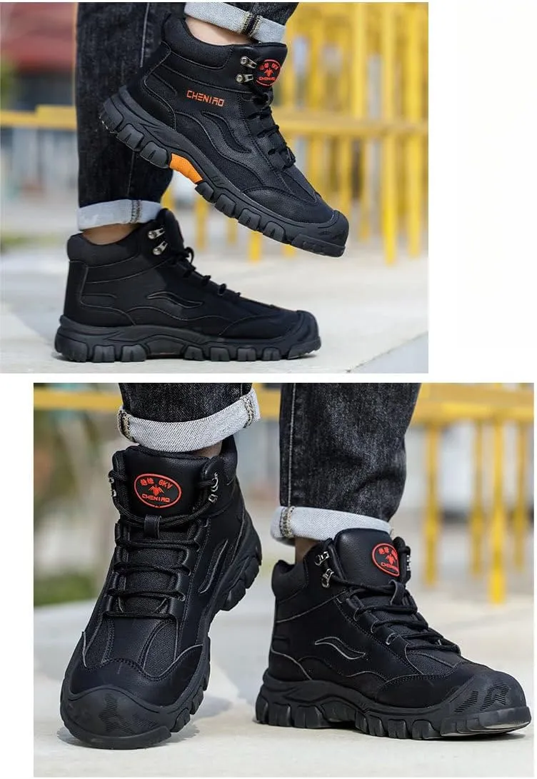 Composite Toe Safety Boots - High Top, Breathable & Indestructible , Wide Width & Soft Comfort, Anti-Smashing & Puncture-Resistant, Slip-Resistant Non-Skid for Construction & Warehouse Work Shoes