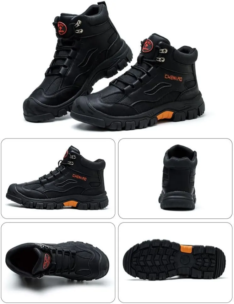 Composite Toe Safety Boots - High Top, Breathable & Indestructible , Wide Width & Soft Comfort, Anti-Smashing & Puncture-Resistant, Slip-Resistant Non-Skid for Construction & Warehouse Work Shoes