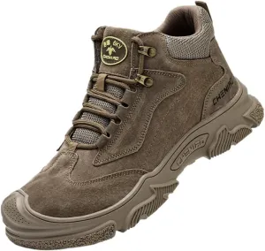 Composite Toe Safety Boots - High Top, Breathable & Indestructible , Wide Width & Soft Comfort, Anti-Smashing & Puncture-Resistant, Slip-Resistant Non-Skid for Construction & Warehouse Work Shoes