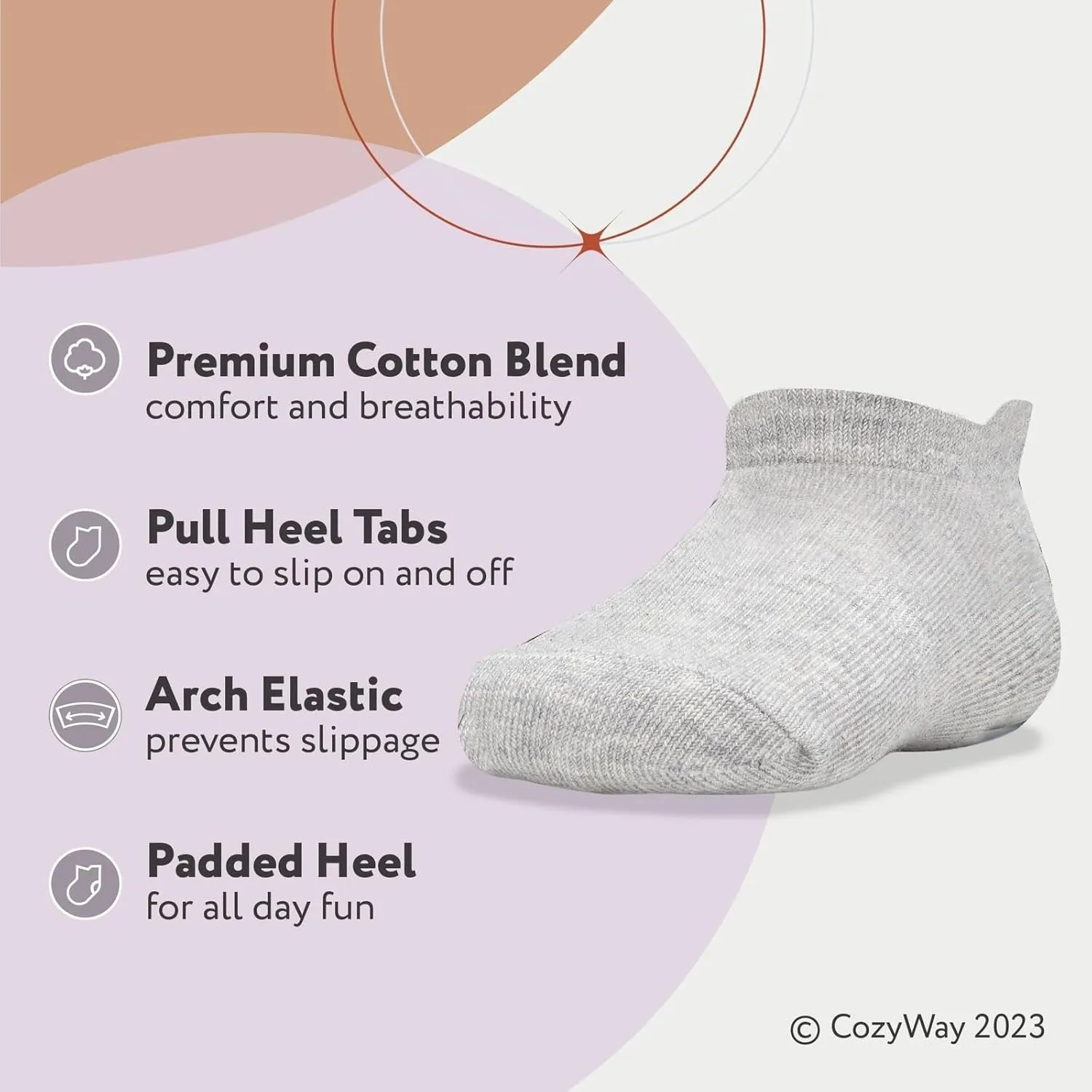 CozyWay Baby & Toddler Socks Ankle Comfy Cotton Socks For Girls and Boys No Show Infant - 12 Pack