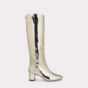 DEBBY TUBO 01 PLATINUM MINI VIPER MIRROR EMBOSSED LEATHER BOOTS