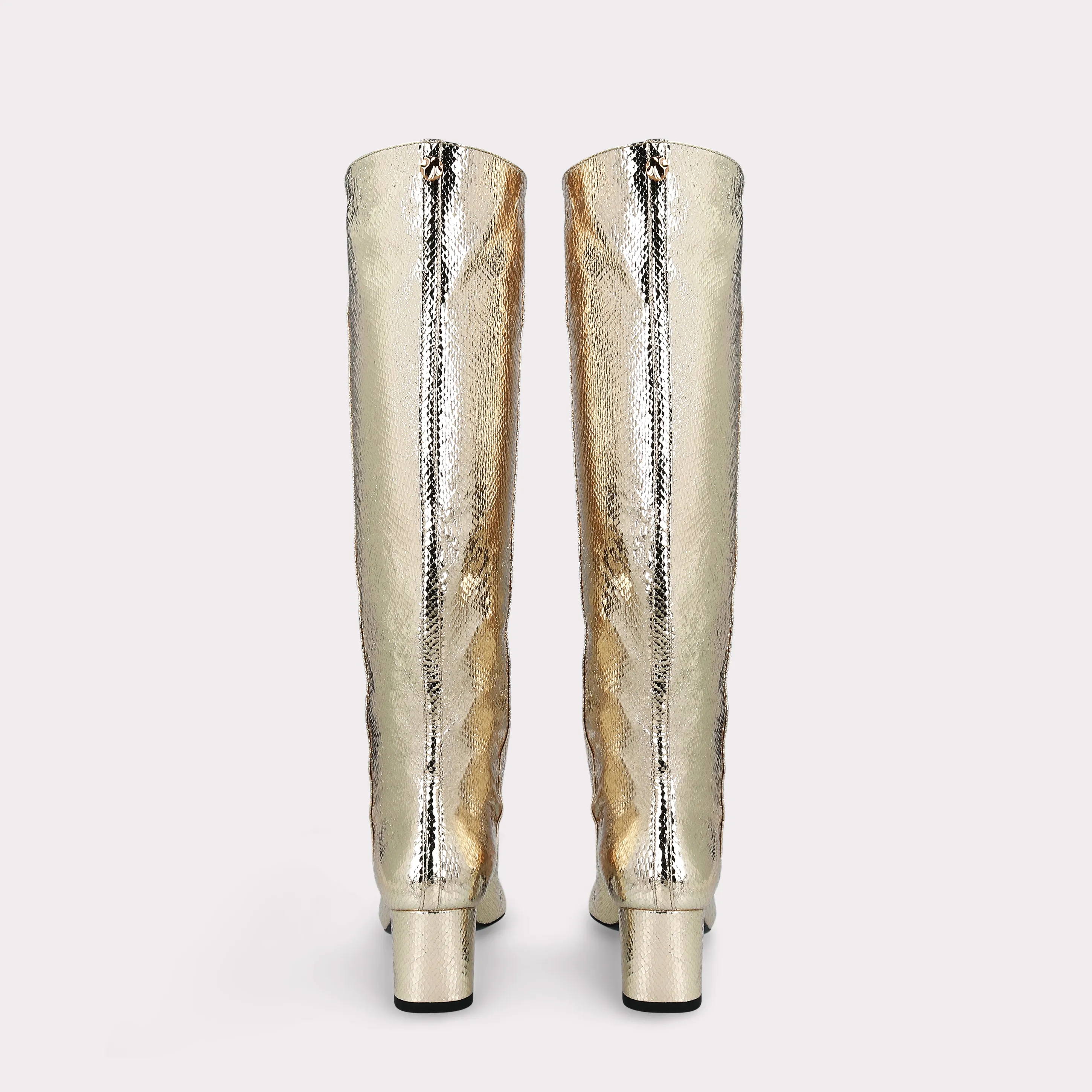 DEBBY TUBO 01 PLATINUM MINI VIPER MIRROR EMBOSSED LEATHER BOOTS