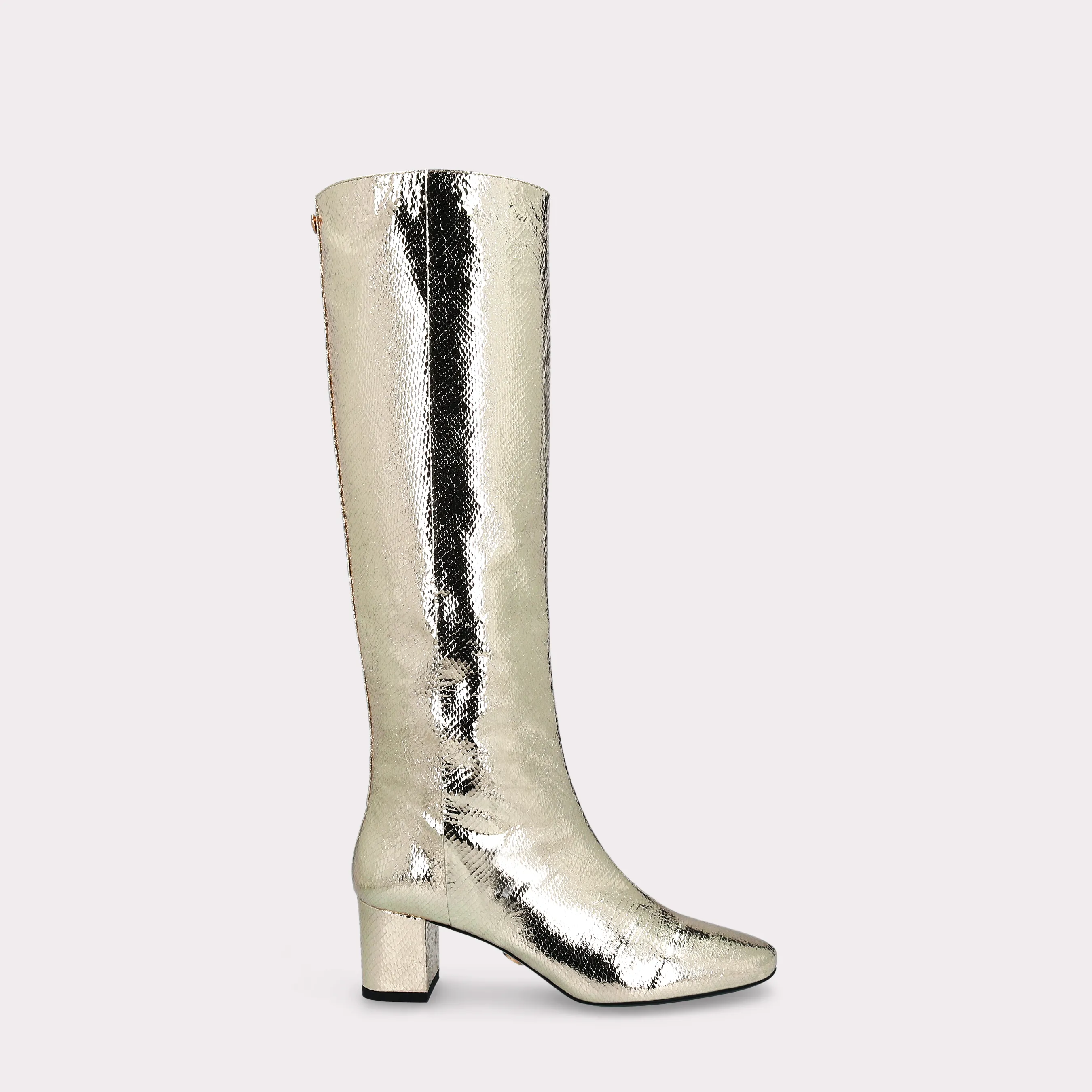 DEBBY TUBO 01 PLATINUM MINI VIPER MIRROR EMBOSSED LEATHER BOOTS
