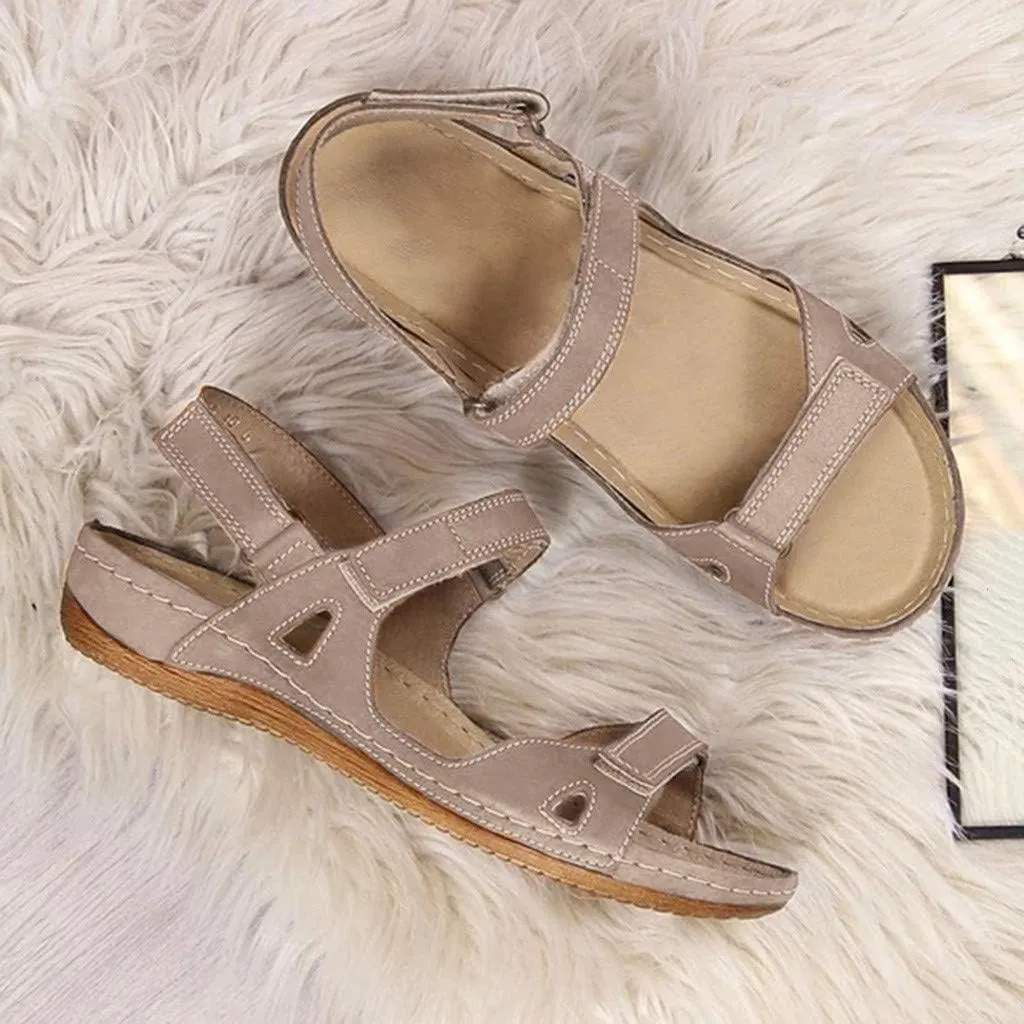 Eduavar Summer Sandals for Women, Sandals Women Comfortable Low Wedge Sandals Ankle Strap Sandals Peep Toe Shoes