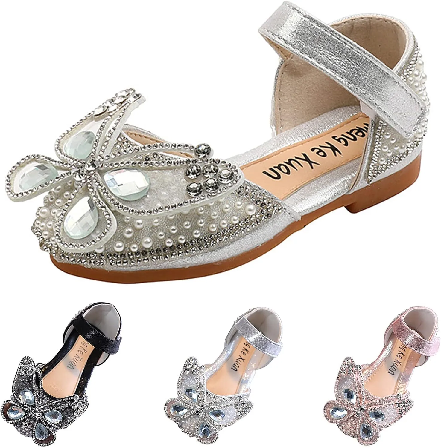 Fashion Spring And Summer Girls Sandals Dress Dance Show Princess Shoes Pearl Rhinestone Mesh Toddler Flip Flops