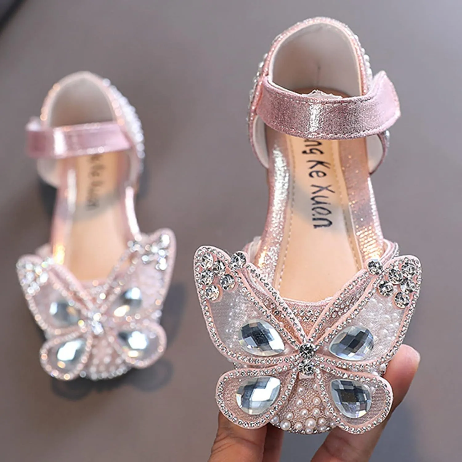 Fashion Spring And Summer Girls Sandals Dress Dance Show Princess Shoes Pearl Rhinestone Mesh Toddler Flip Flops