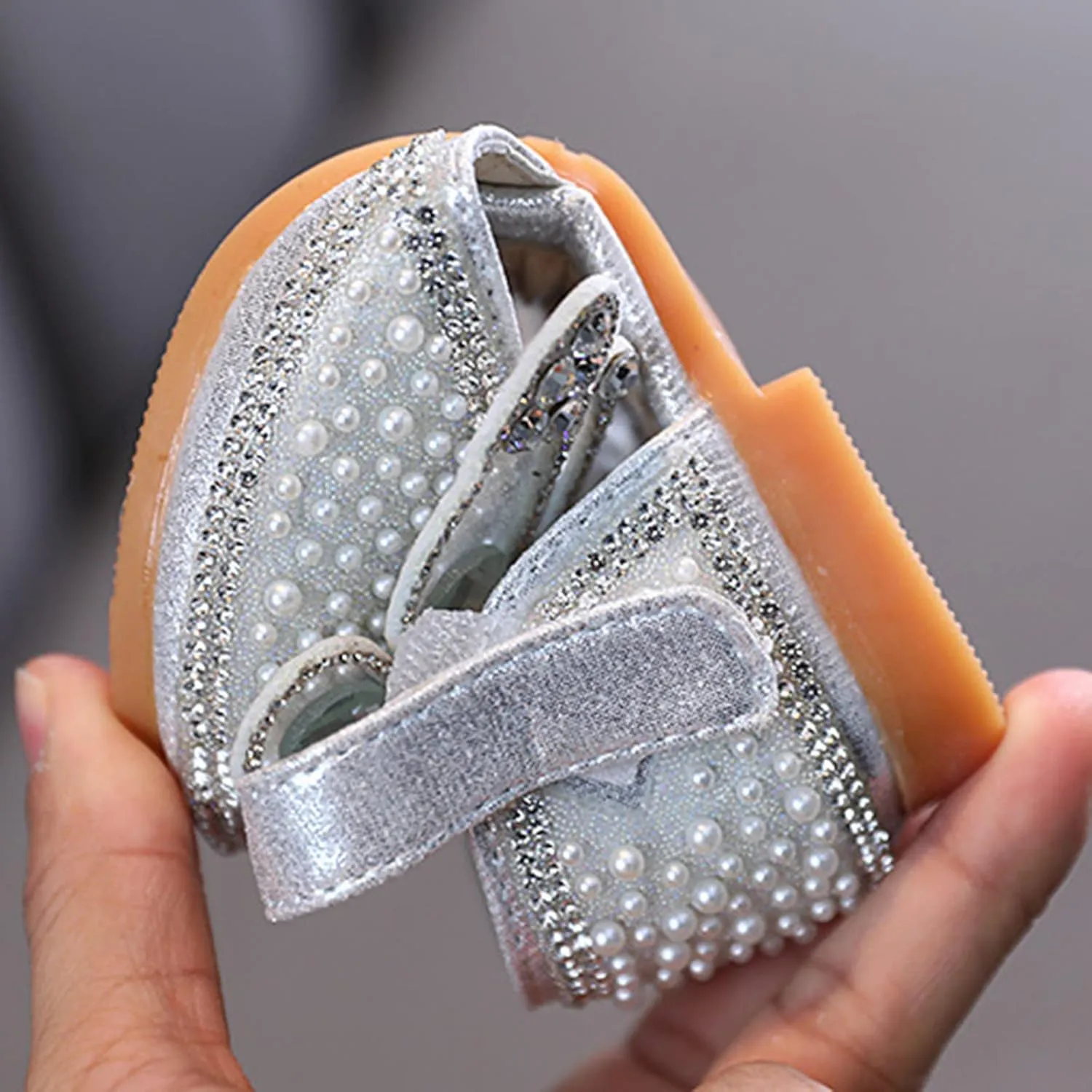 Fashion Spring And Summer Girls Sandals Dress Dance Show Princess Shoes Pearl Rhinestone Mesh Toddler Flip Flops