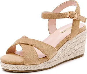 Girls Wedge Sandals Espadrilles Flatform Open Toe Dressy Girls Heels Summer Shoes Little Big Kid