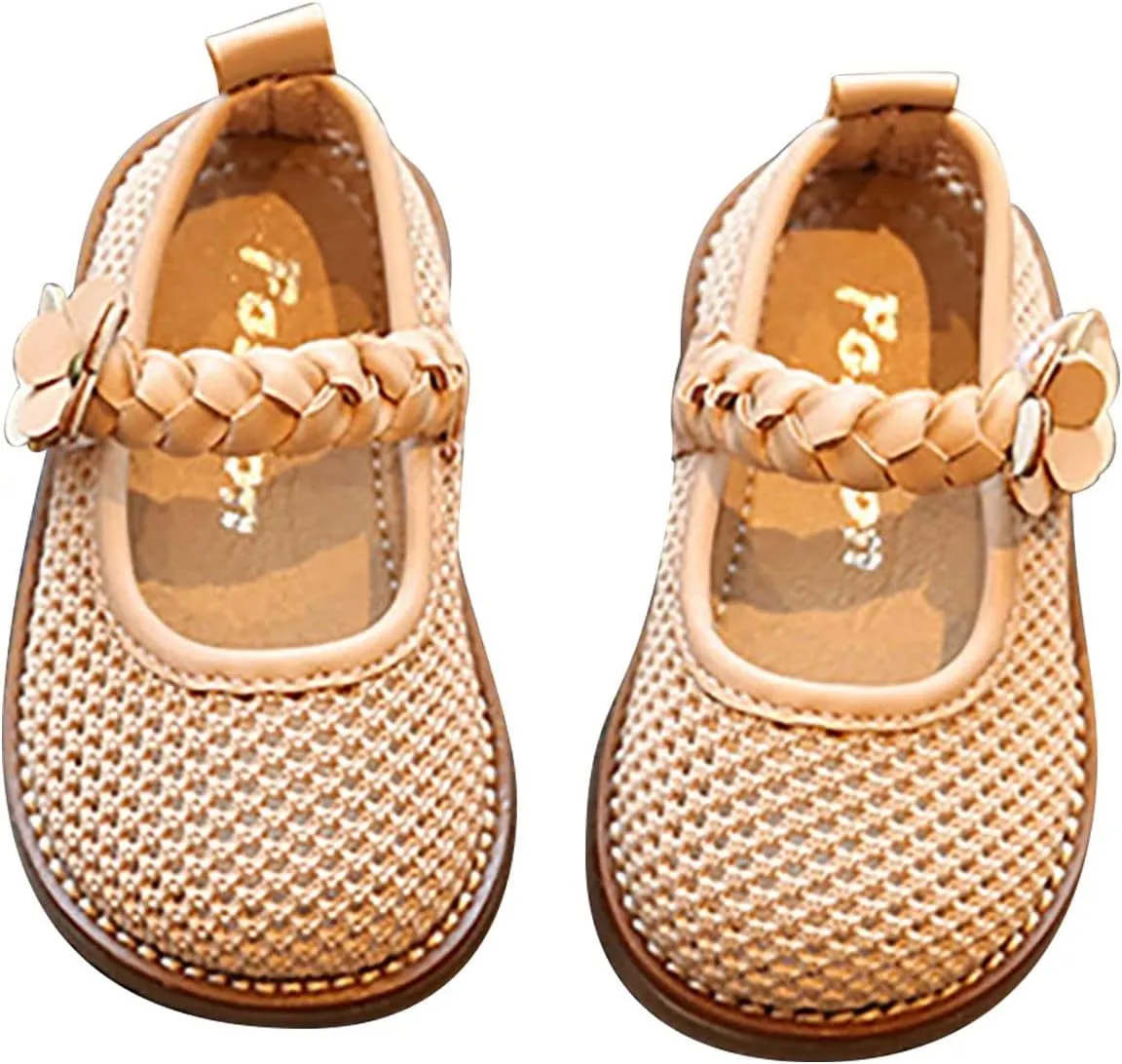 Infant Knitted Mary Jane Softy Dress Shoes Girls Lightweight School Uniform Party Flower Dress Flats Shoes