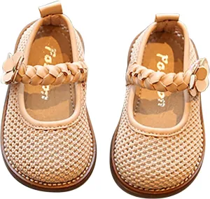 Infant Knitted Mary Jane Softy Dress Shoes Girls Lightweight School Uniform Party Flower Dress Flats Shoes
