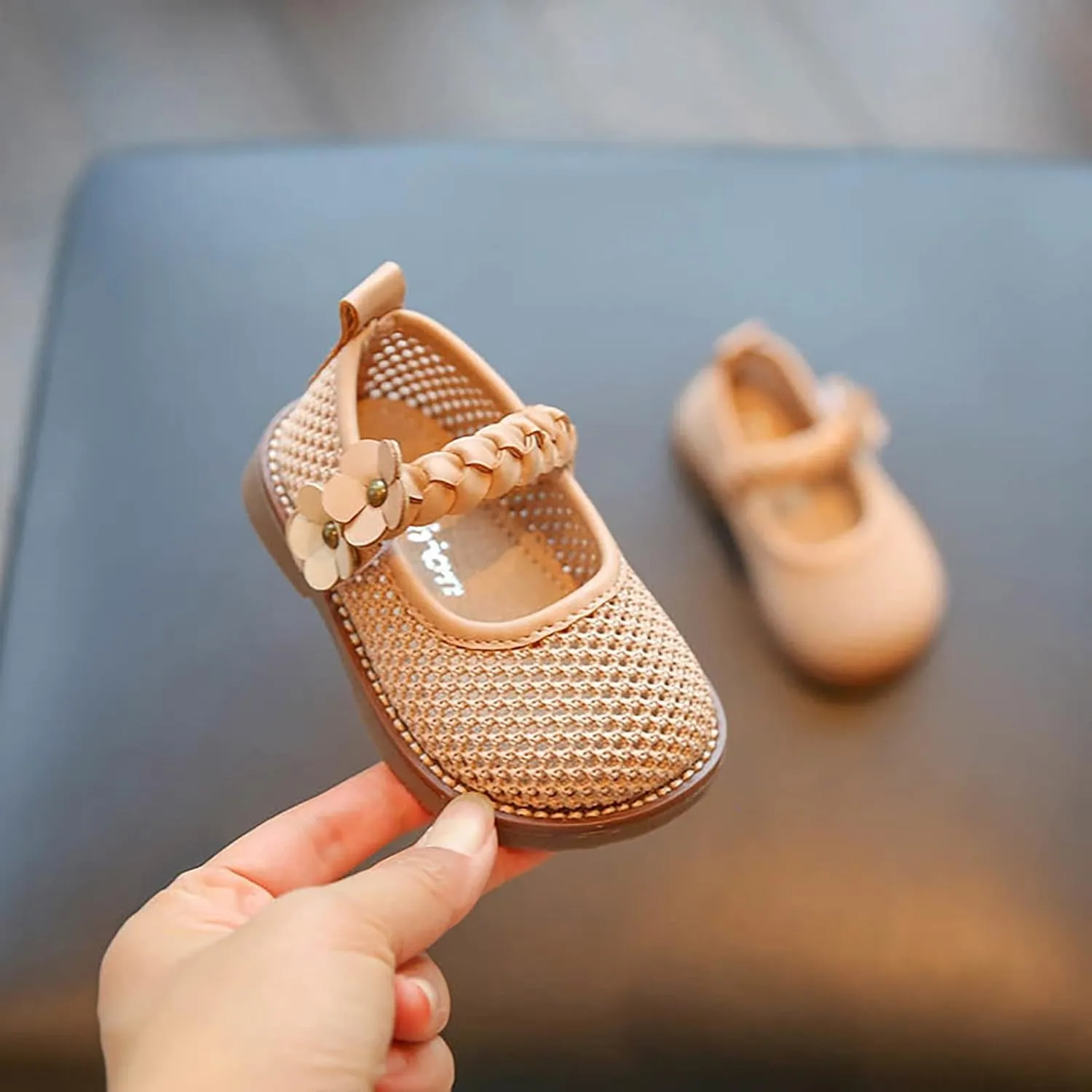 Infant Knitted Mary Jane Softy Dress Shoes Girls Lightweight School Uniform Party Flower Dress Flats Shoes