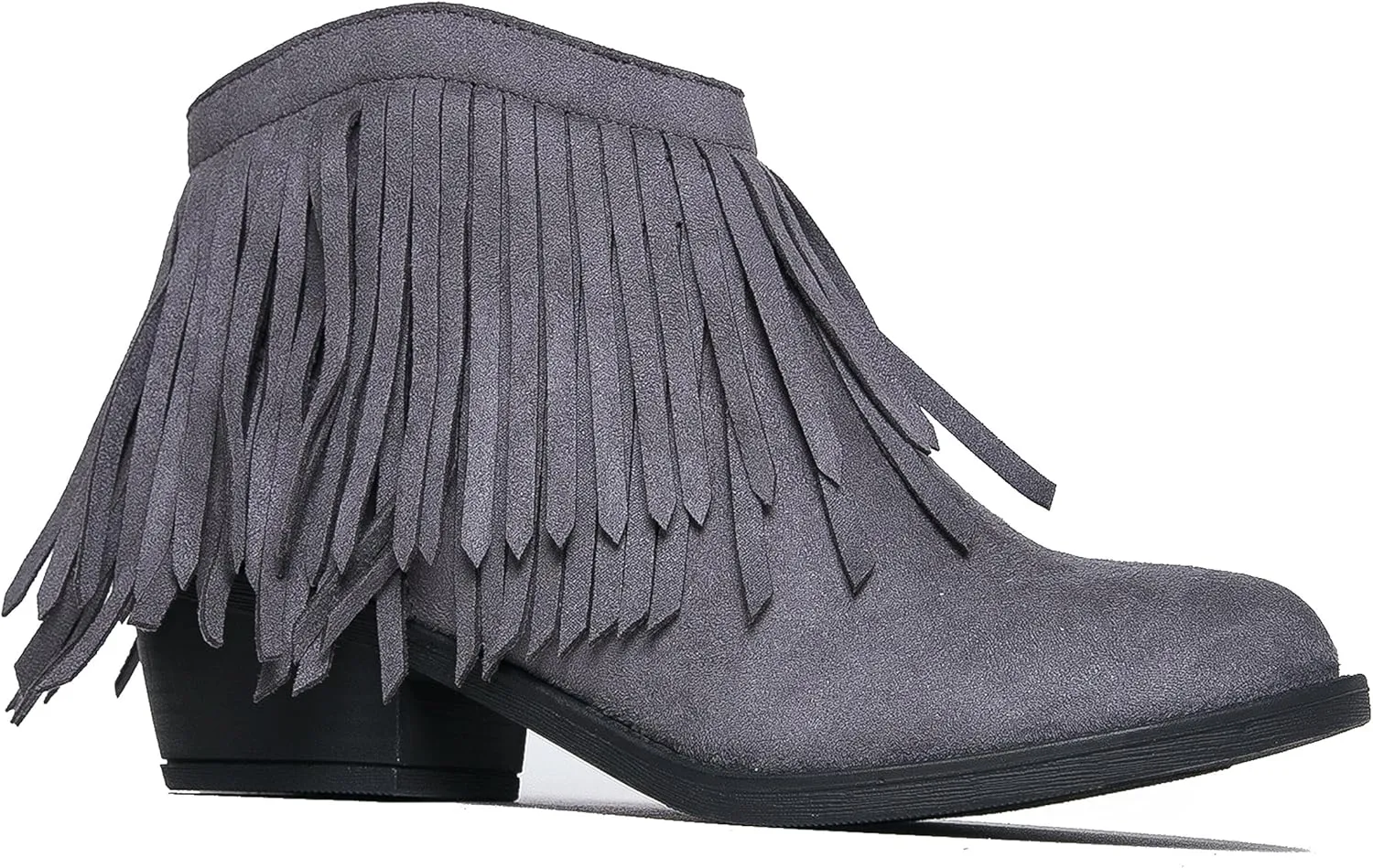 J. Adams Bree Ankle Boot - Western Fringe Cowboy Low Heel Bootie