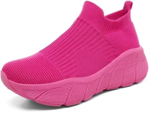 Jakcuz Women's Slip on Walking Shoes Non-Slip Comfortable 6cm Thick Sole Cushioning Fashion Sneakers Loafers Plus Size