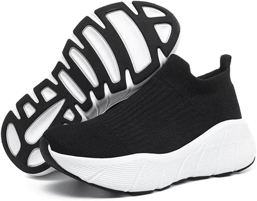 Jakcuz Women's Slip on Walking Shoes Non-Slip Comfortable 6cm Thick Sole Cushioning Fashion Sneakers Loafers Plus Size