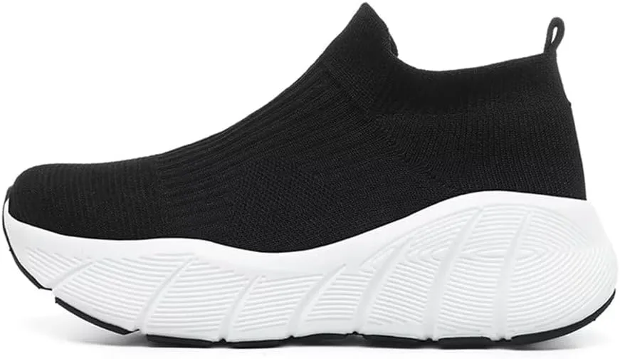 Jakcuz Women's Slip on Walking Shoes Non-Slip Comfortable 6cm Thick Sole Cushioning Fashion Sneakers Loafers Plus Size