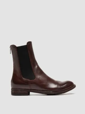 LEXIKON 073 - Burgundy Leather Zip Boots