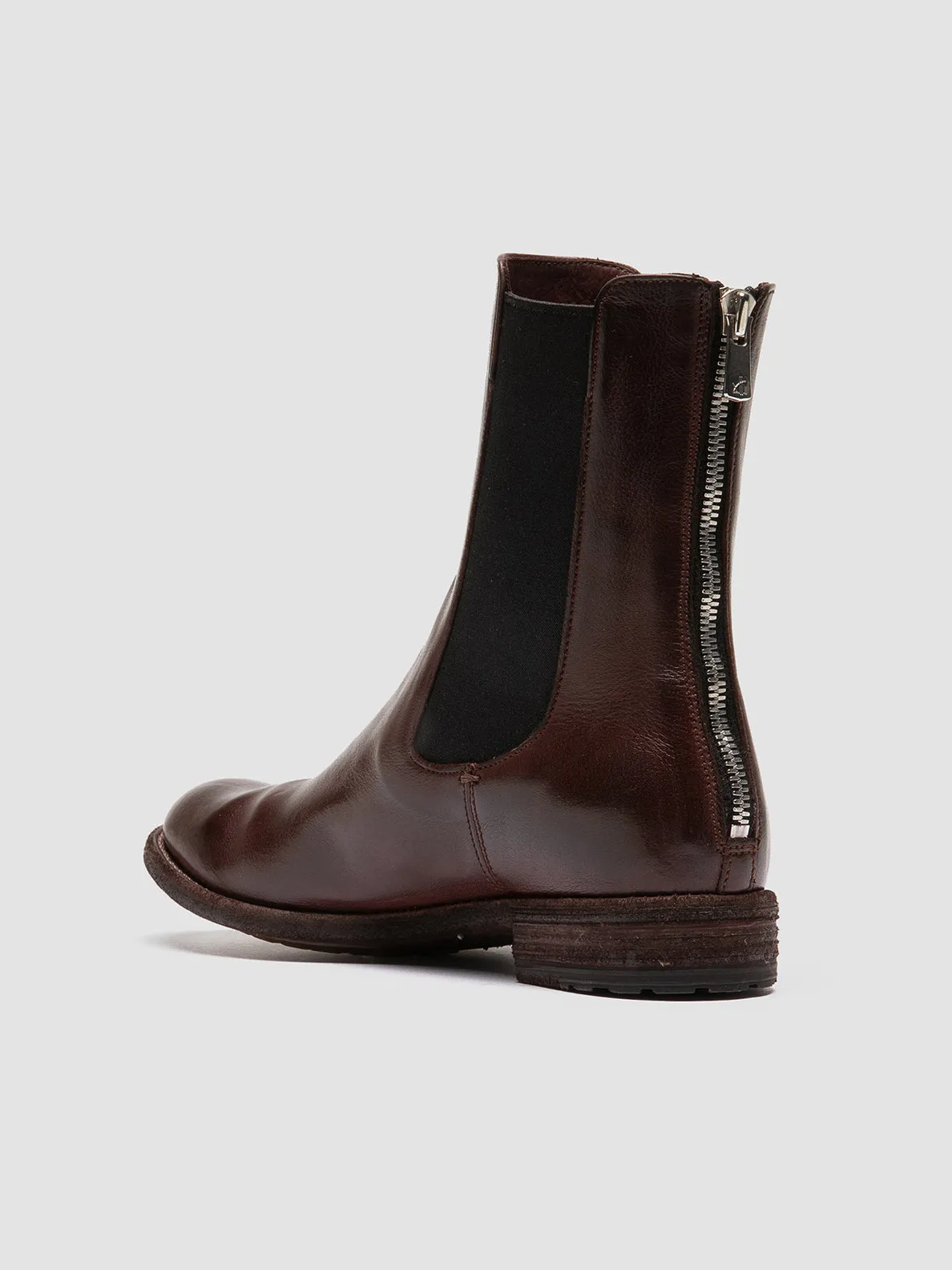 LEXIKON 073 - Burgundy Leather Zip Boots