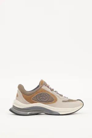 Light Grey & Brown Suede & Mesh Run Sneaker