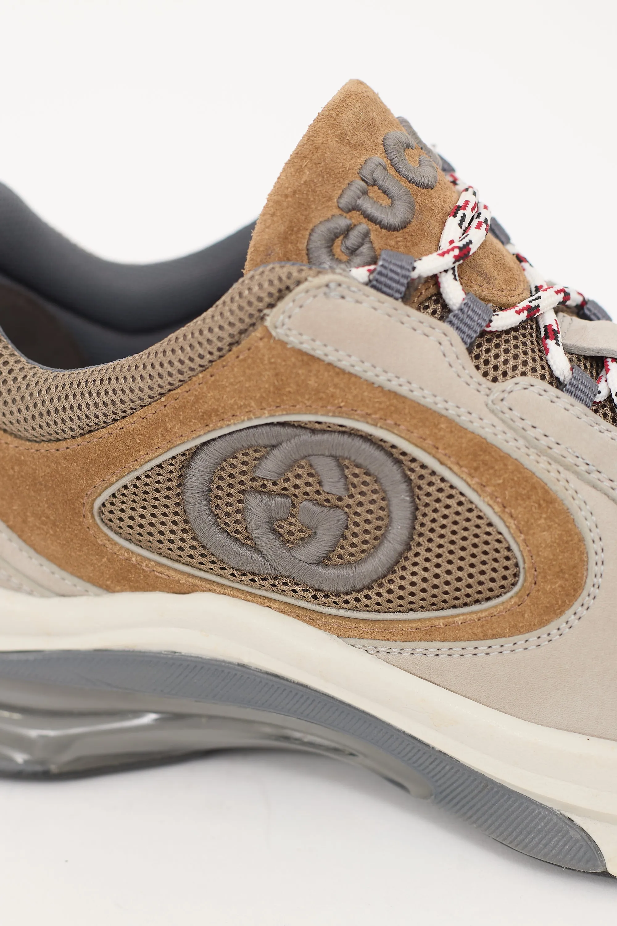 Light Grey & Brown Suede & Mesh Run Sneaker
