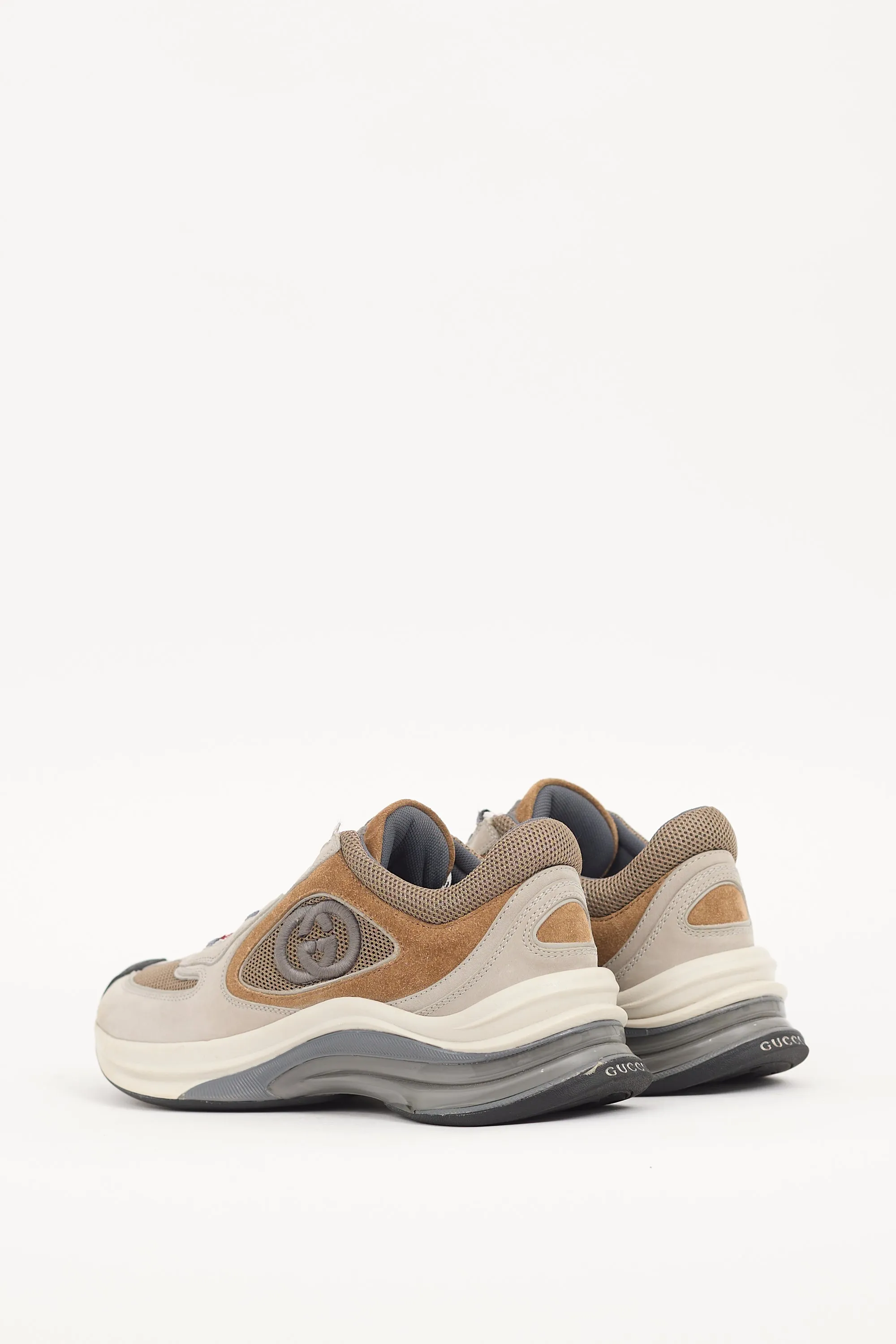 Light Grey & Brown Suede & Mesh Run Sneaker
