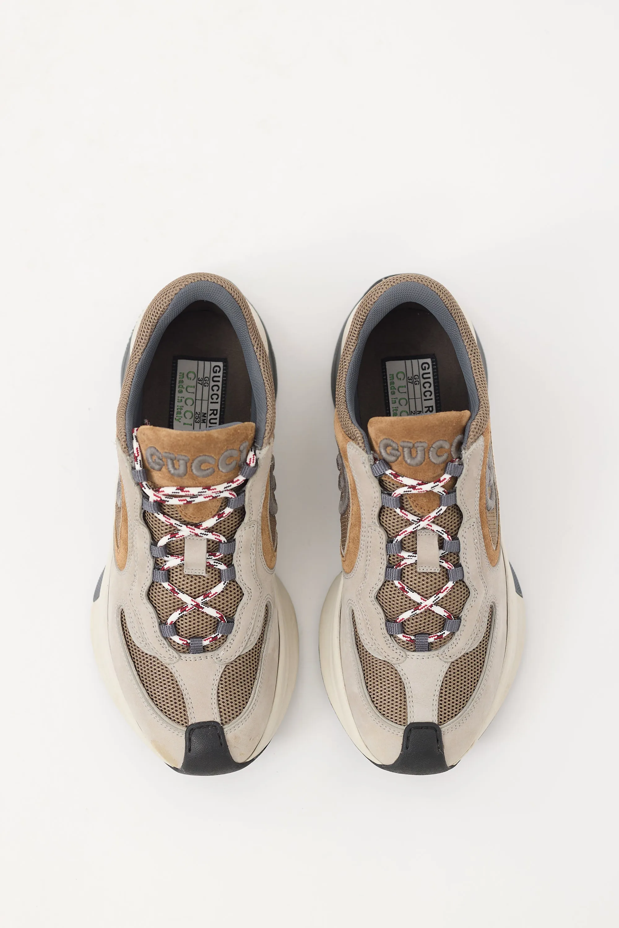 Light Grey & Brown Suede & Mesh Run Sneaker