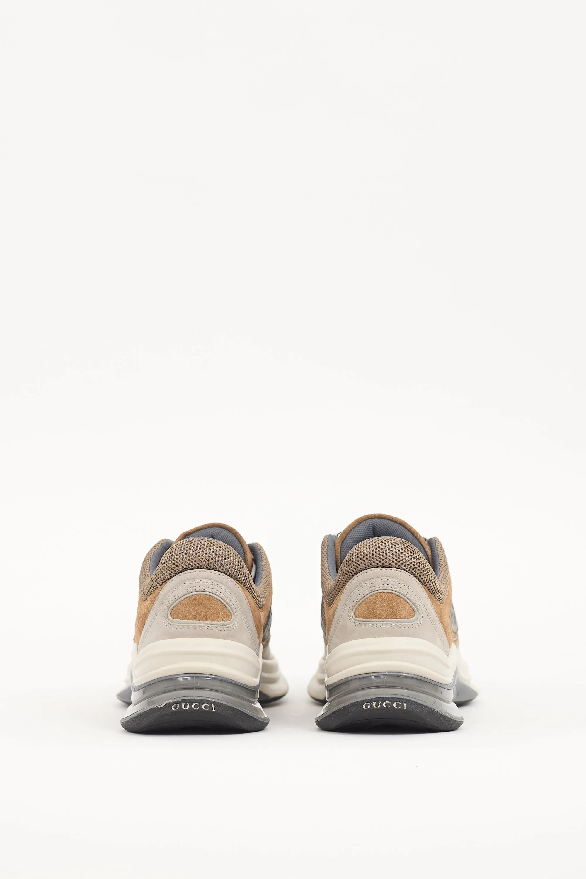 Light Grey & Brown Suede & Mesh Run Sneaker