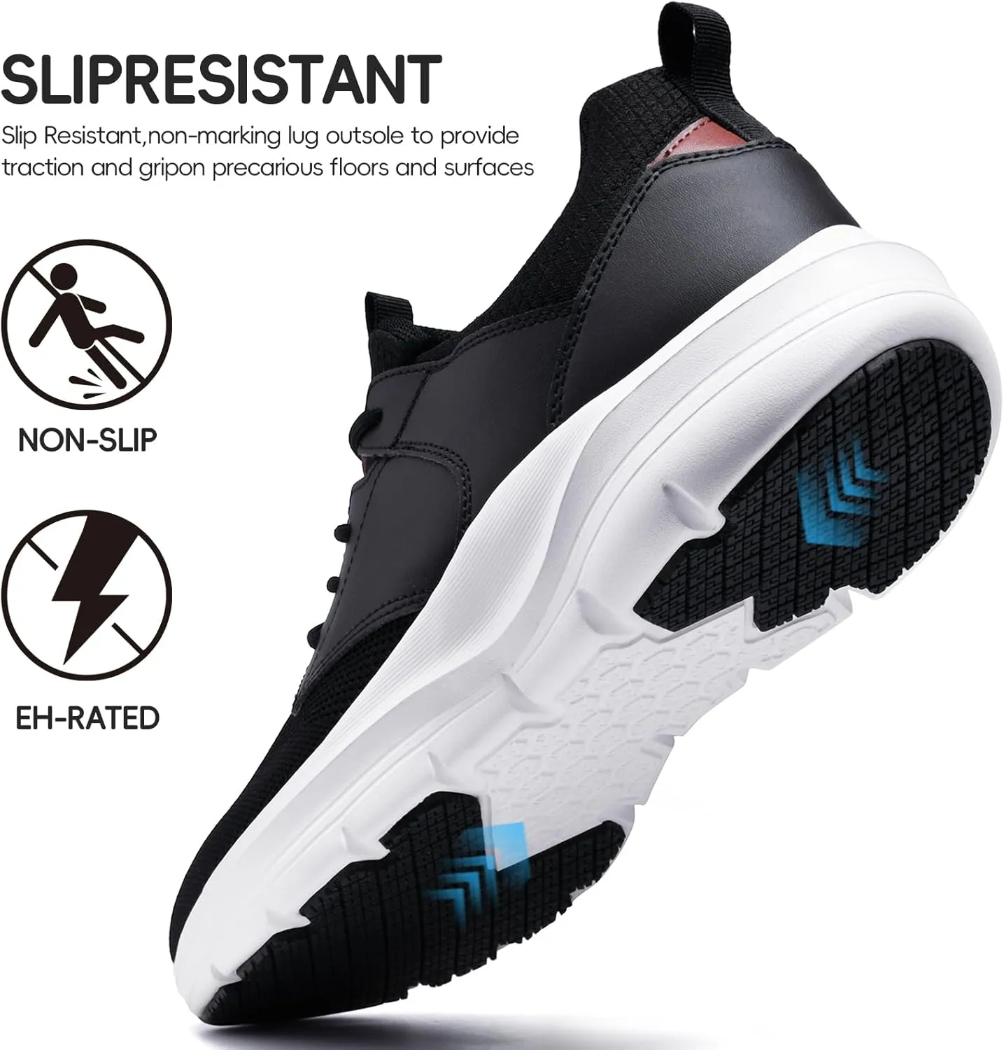 Mens Non Slip Work Shoes Water Resistant Walking Sneakers Food Service Chef Kitchen