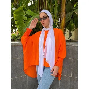 Orange Round neck oversized blouse