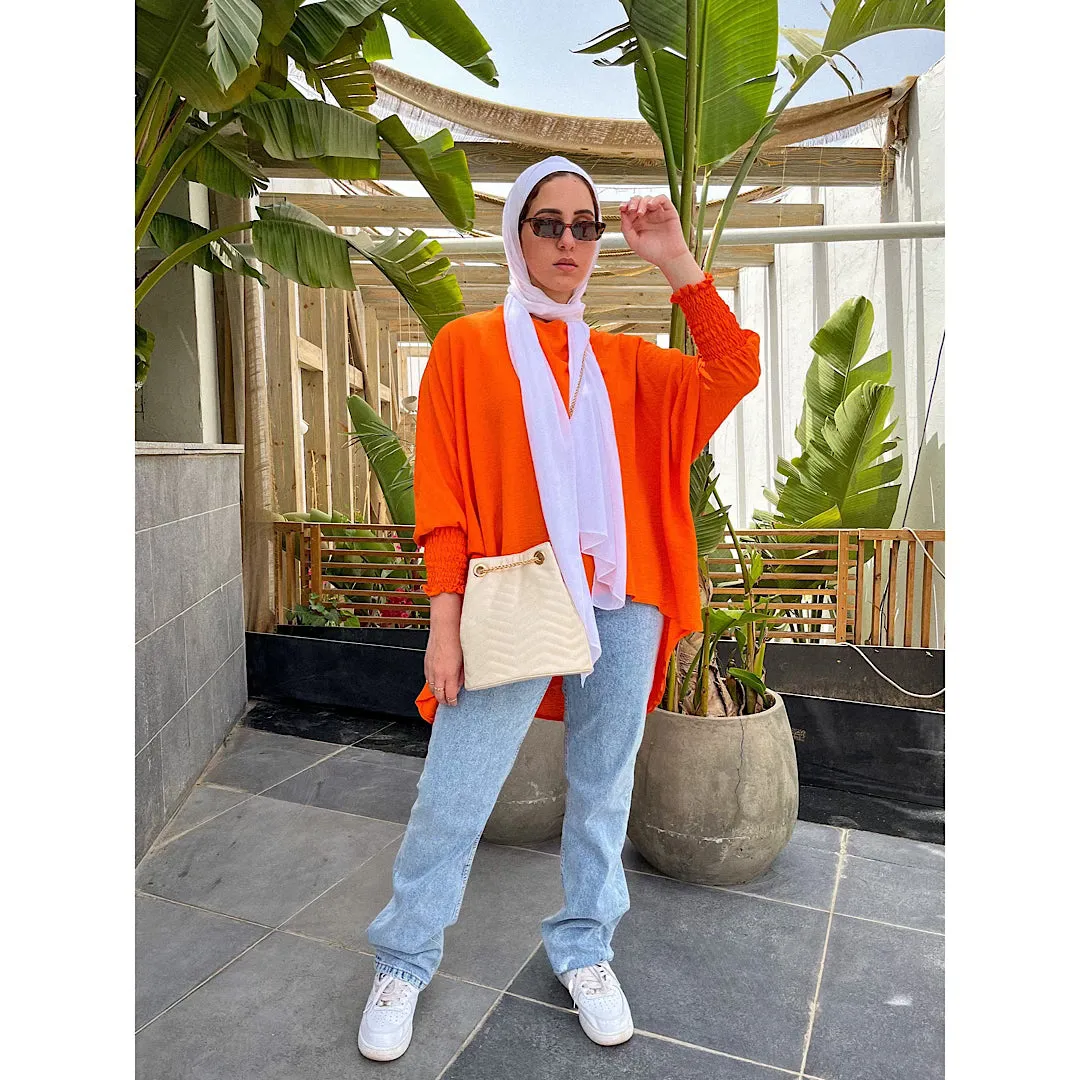 Orange Round neck oversized blouse