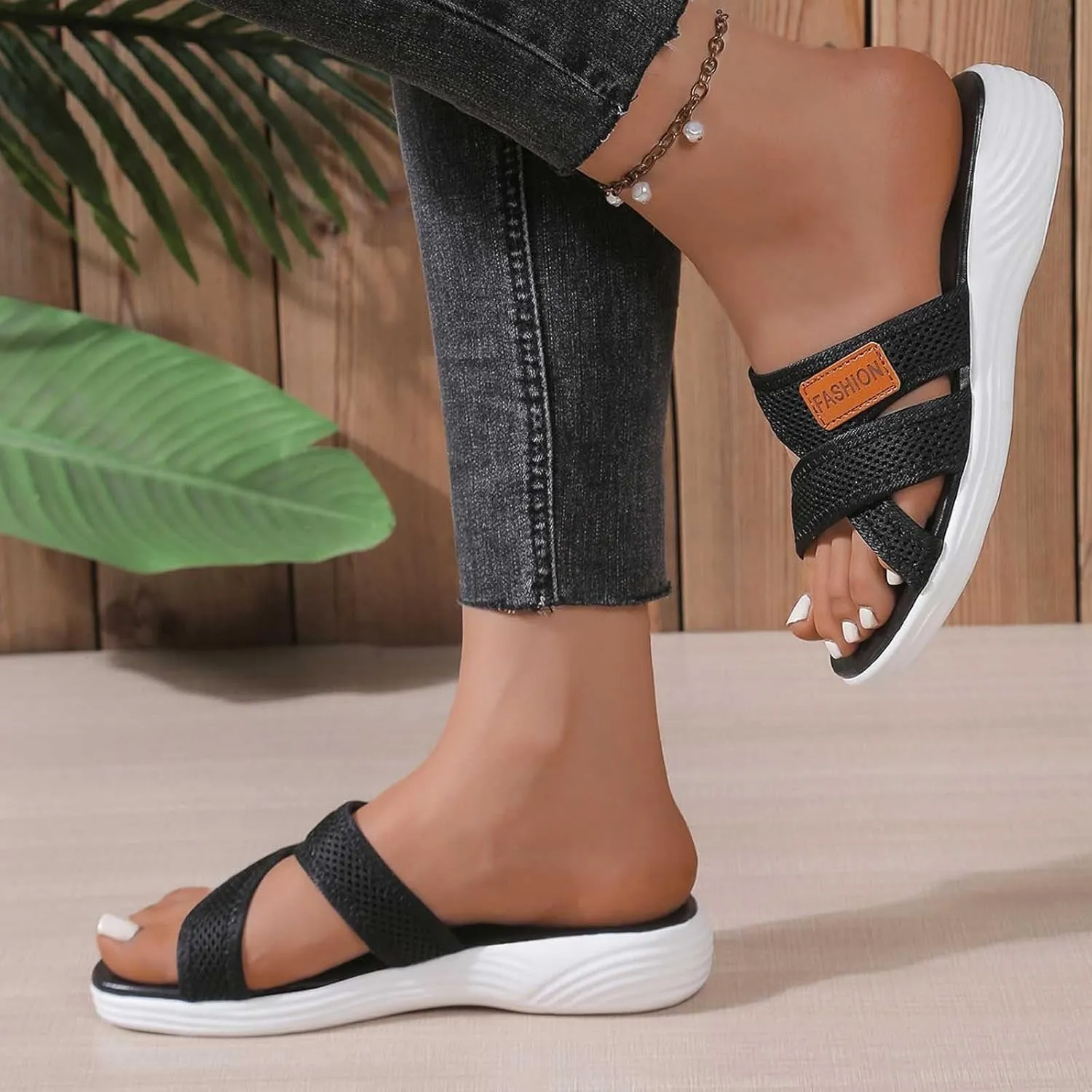 Orthopedic Sandals for Women Breathable Mesh Slide Flip Flops Arch Support Sandals Comfortable Beach Sandals