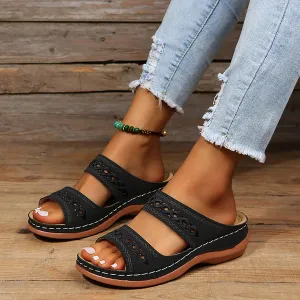 Orthopedic Sandals for Women Summer Dressy 2025 Flat Open Toe Platform Wedge Sandal Casual Boho Slip on Slides