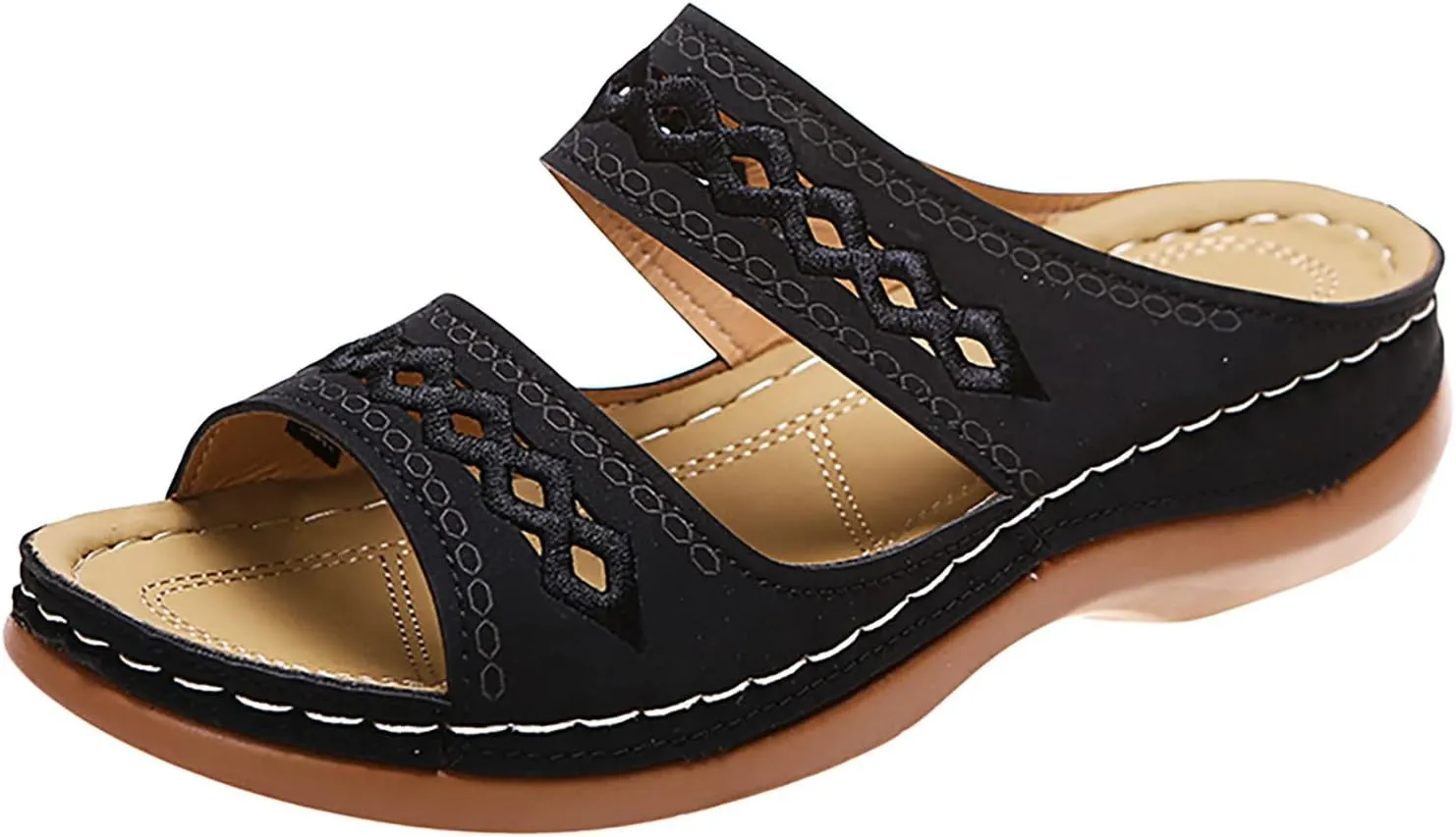 Orthopedic Sandals for Women Summer Dressy 2025 Flat Open Toe Platform Wedge Sandal Casual Boho Slip on Slides