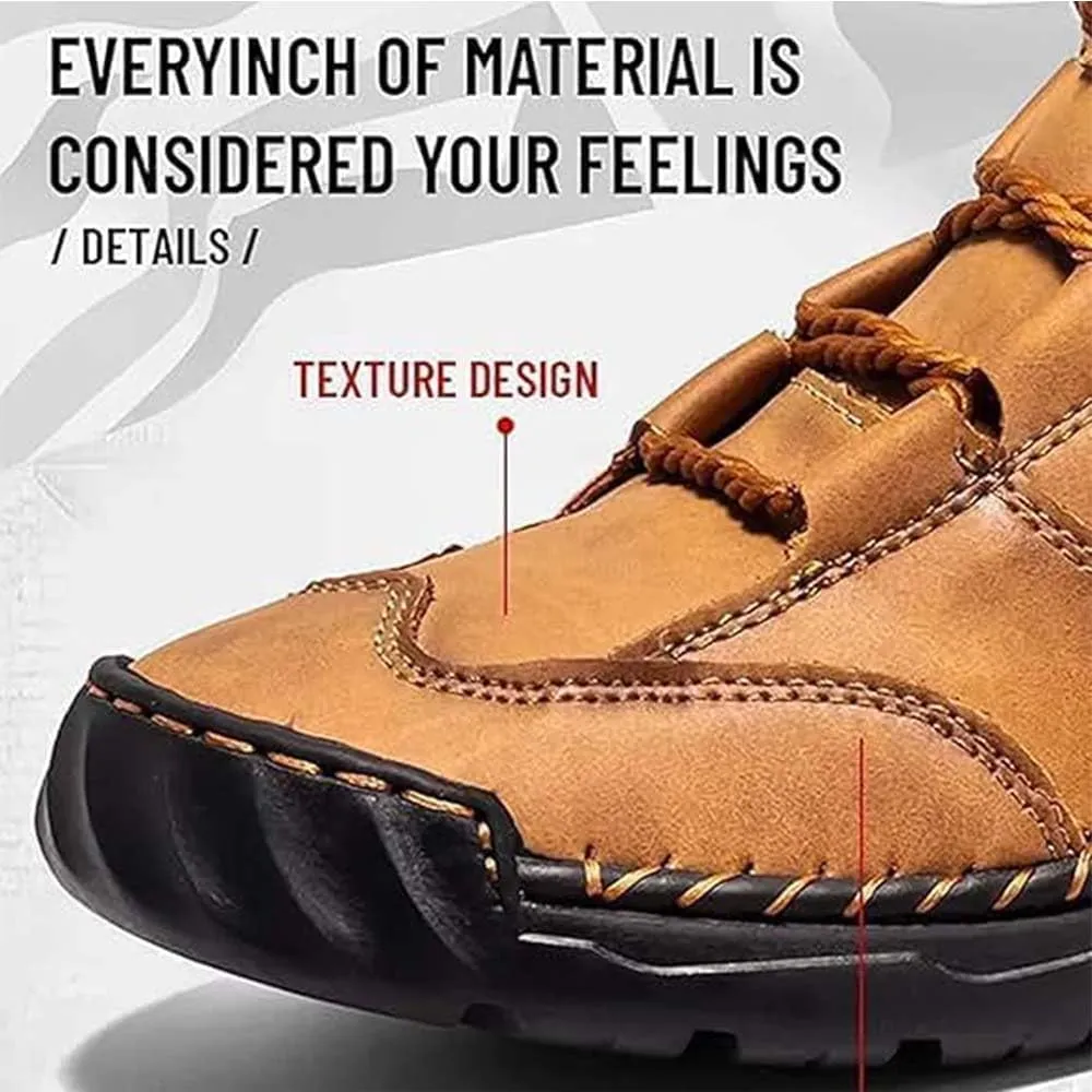 Sawbehind Leather Boots, Sawbehind Men'S Comfortable Handmade Leather Boots Waterproof, Arch Support, Outdoor Leather Shoes