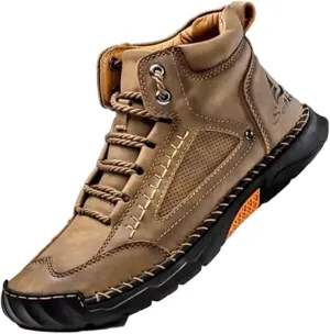 Sawbehind Leather Boots, Sawbehind Men'S Comfortable Handmade Leather Boots Waterproof, Arch Support, Outdoor Leather Shoes