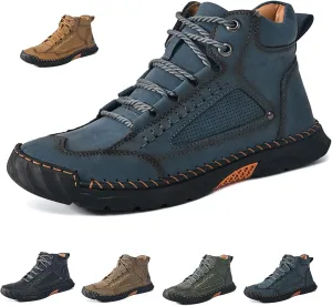 Sawbehind Mens Boots,Men's Comfortable Handmade Leather Boots,Spacious Toe Box Outdoor Leather Shoes