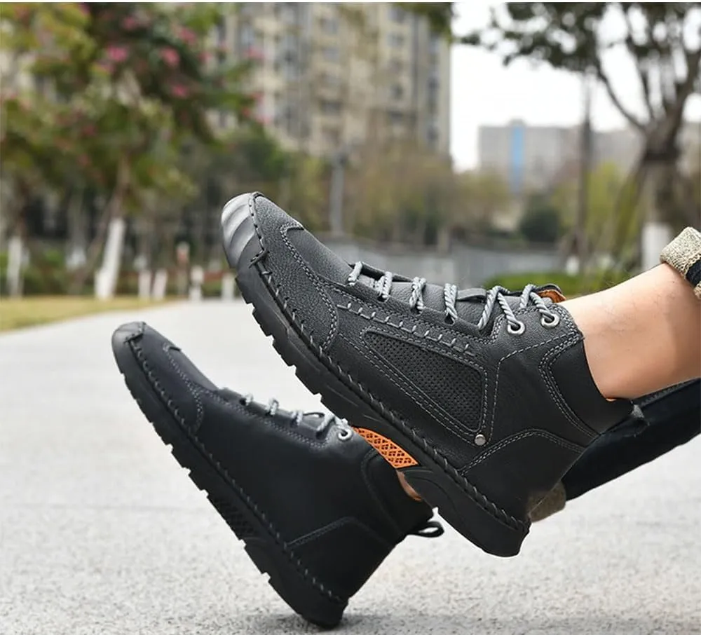 Sawbehind Mens Boots,Men's Comfortable Handmade Leather Boots,Spacious Toe Box Outdoor Leather Shoes