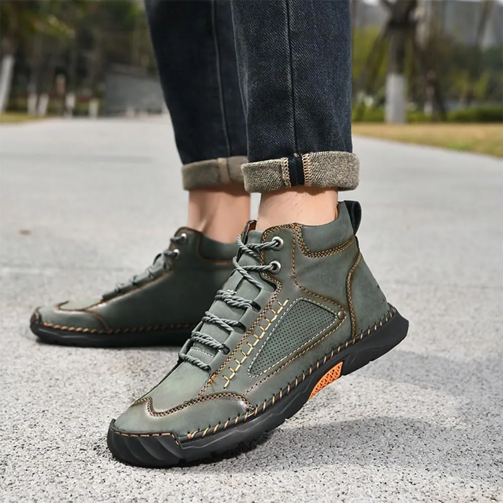 Sawbehind Mens Boots,Men's Comfortable Handmade Leather Boots,Spacious Toe Box Outdoor Leather Shoes