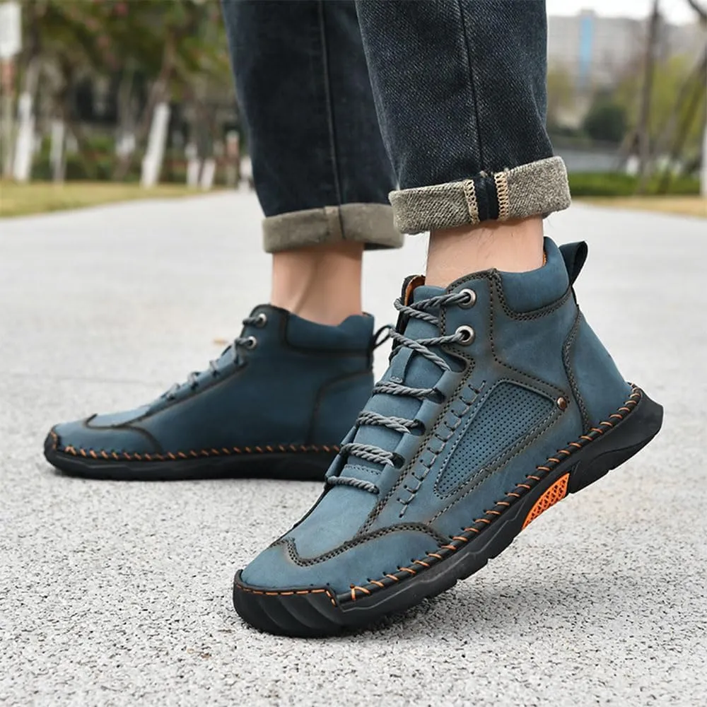 Sawbehind Mens Boots,Men's Comfortable Handmade Leather Boots,Spacious Toe Box Outdoor Leather Shoes