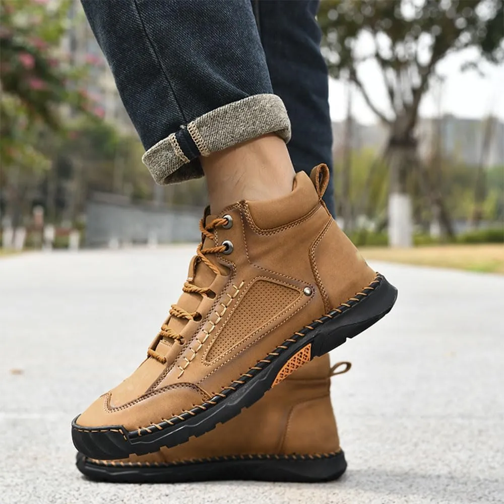Sawbehind Mens Boots,Men's Comfortable Handmade Leather Boots,Spacious Toe Box Outdoor Leather Shoes