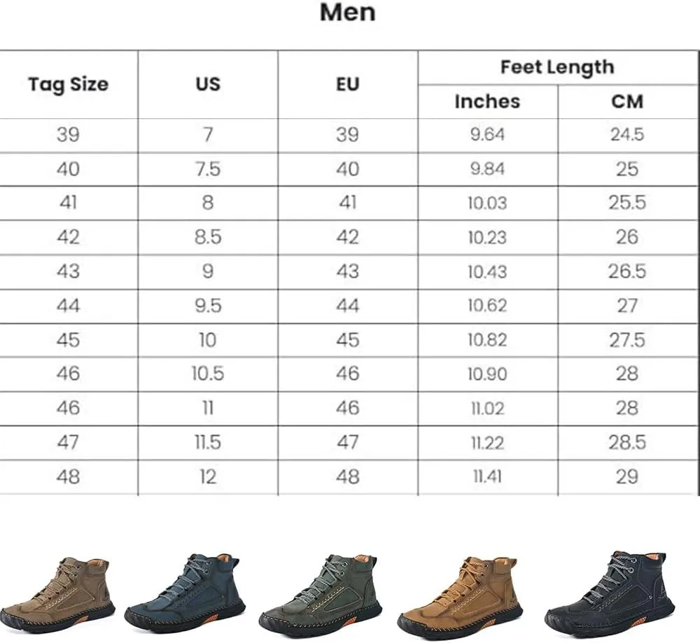 Sawbehind Mens Boots,Men's Comfortable Handmade Leather Boots,Spacious Toe Box Outdoor Leather Shoes