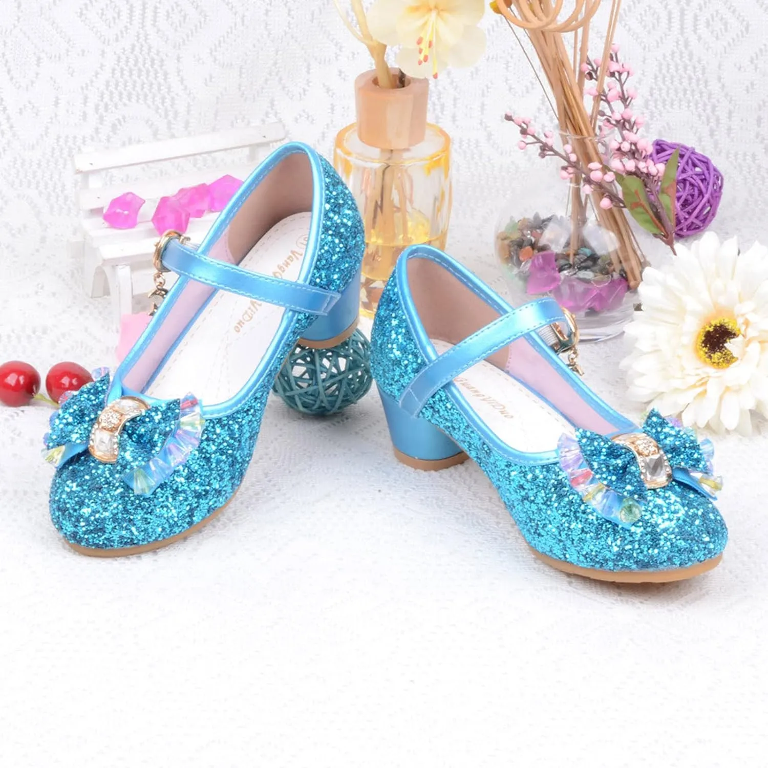 Shoes for Girls,5-13 Years Kids Baby Girls Pearl Crystal Bling Bowknot Single Princess Shoes Sandals Girl Shoes