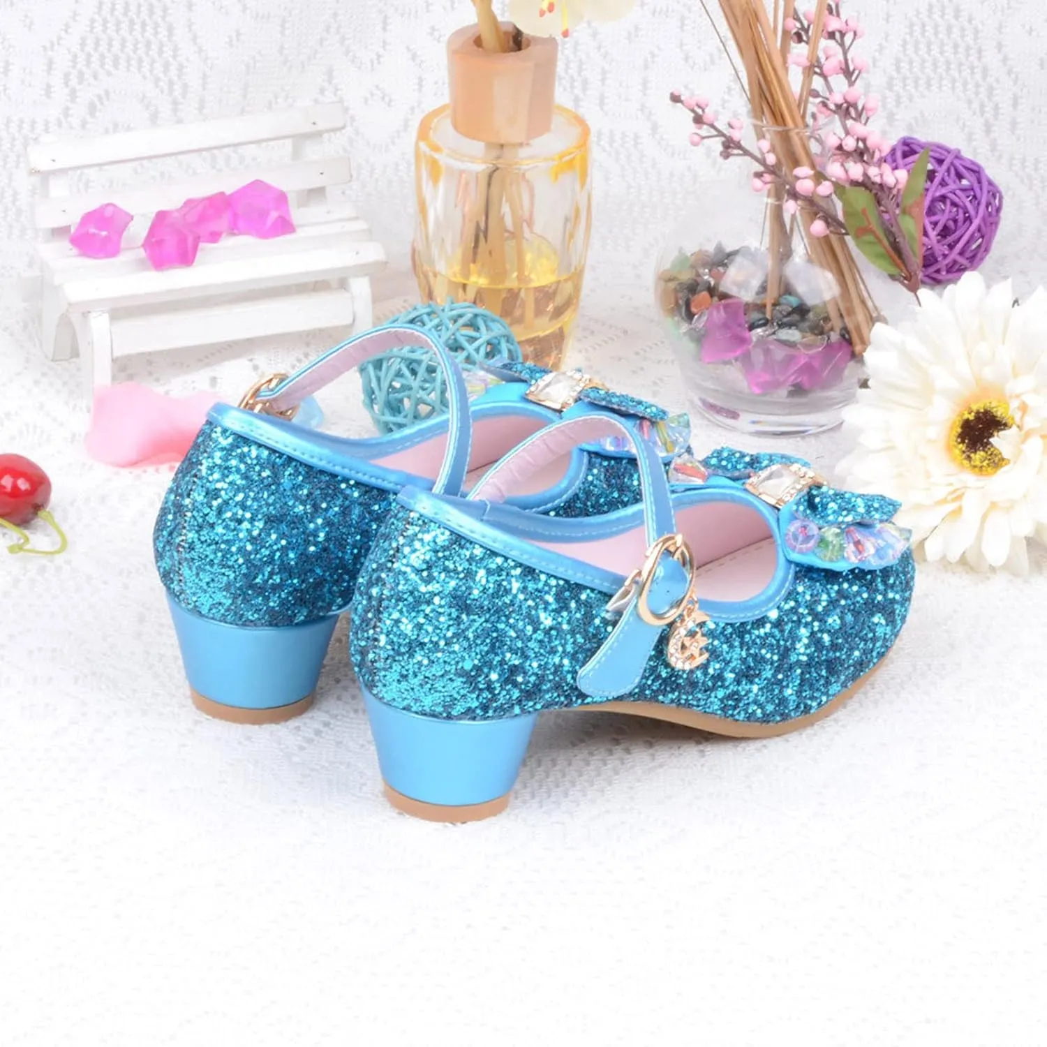 Shoes for Girls,5-13 Years Kids Baby Girls Pearl Crystal Bling Bowknot Single Princess Shoes Sandals Girl Shoes