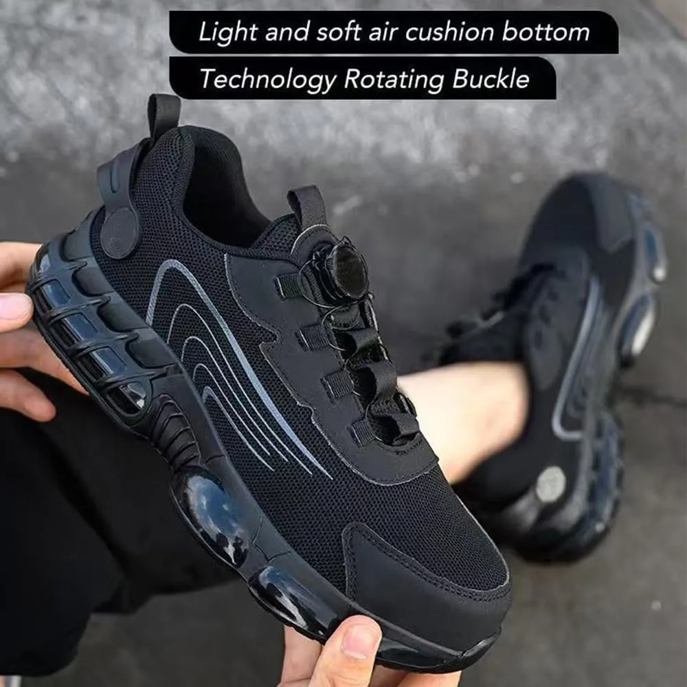 Smash Stab Resistant Air Cushion Shoes,Steel Toe Safety Work Shoes for Men,Puncture Proof Slip On Sneakers, Men Women Lightweight Steel Toe