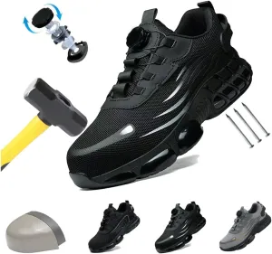 Smash Stab Resistant Air Cushion Shoes,Steel Toe Safety Work Shoes for Men,Puncture Proof Slip On Sneakers, Men Women Lightweight Steel Toe