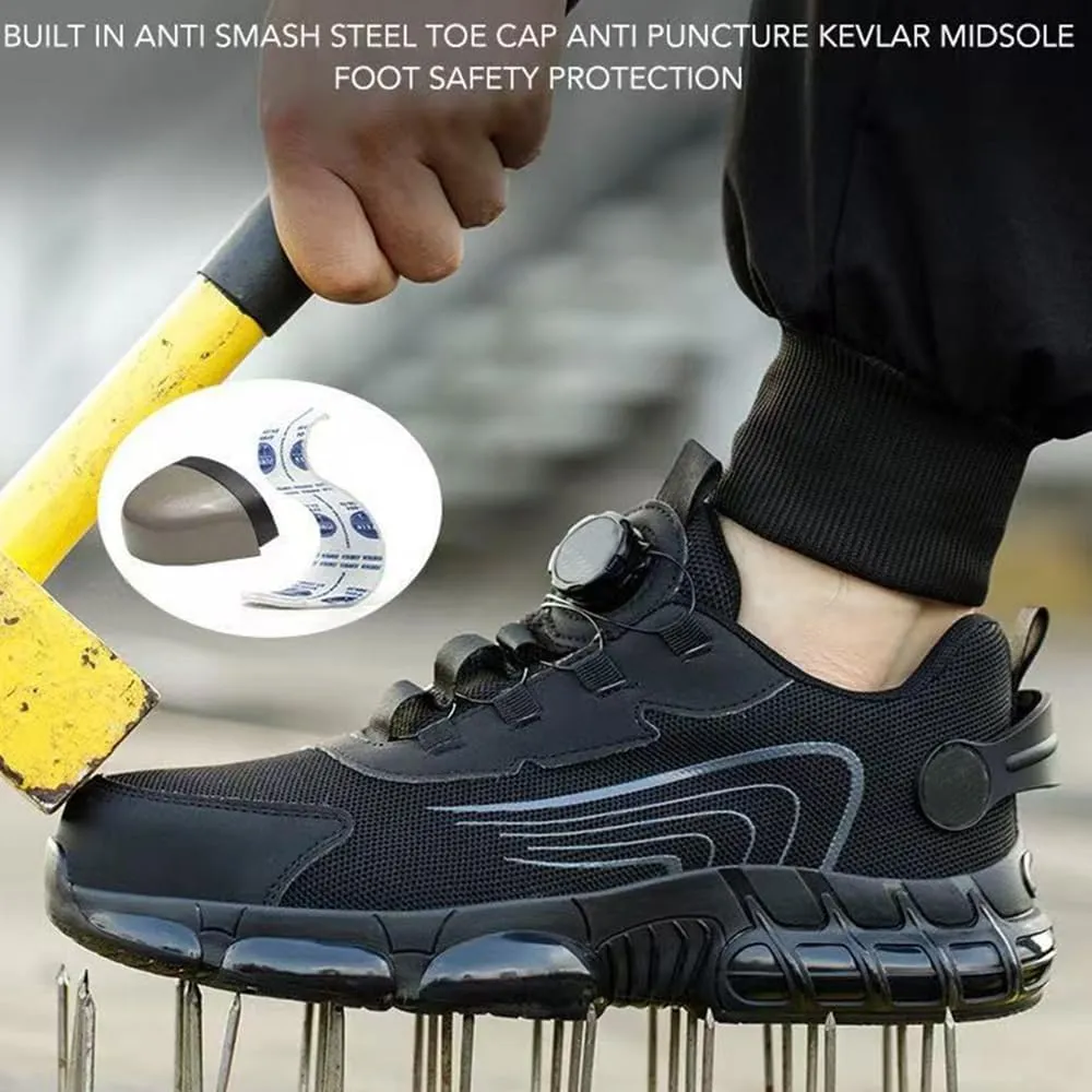 Smash Stab Resistant Air Cushion Shoes,Steel Toe Safety Work Shoes for Men,Puncture Proof Slip On Sneakers, Men Women Lightweight Steel Toe